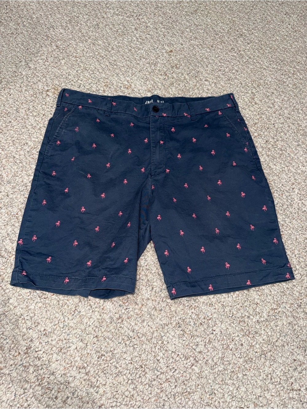 Izod Navy Shorts Pink Palm Embroidery